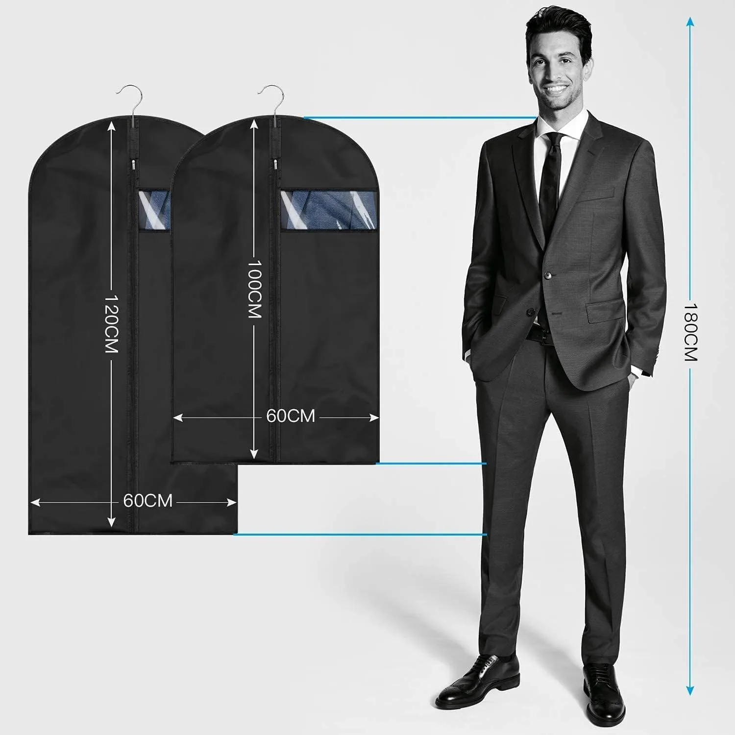 120 * 60Cm Garment Bags, 1 Packs Garment Bags for Hanging Clothes, Env-Friendly Breathable Suit Bag Clothes Cover for Storage Suits, Shirts, T-Shirts And Jackets, Suitable for Adults And Children,C