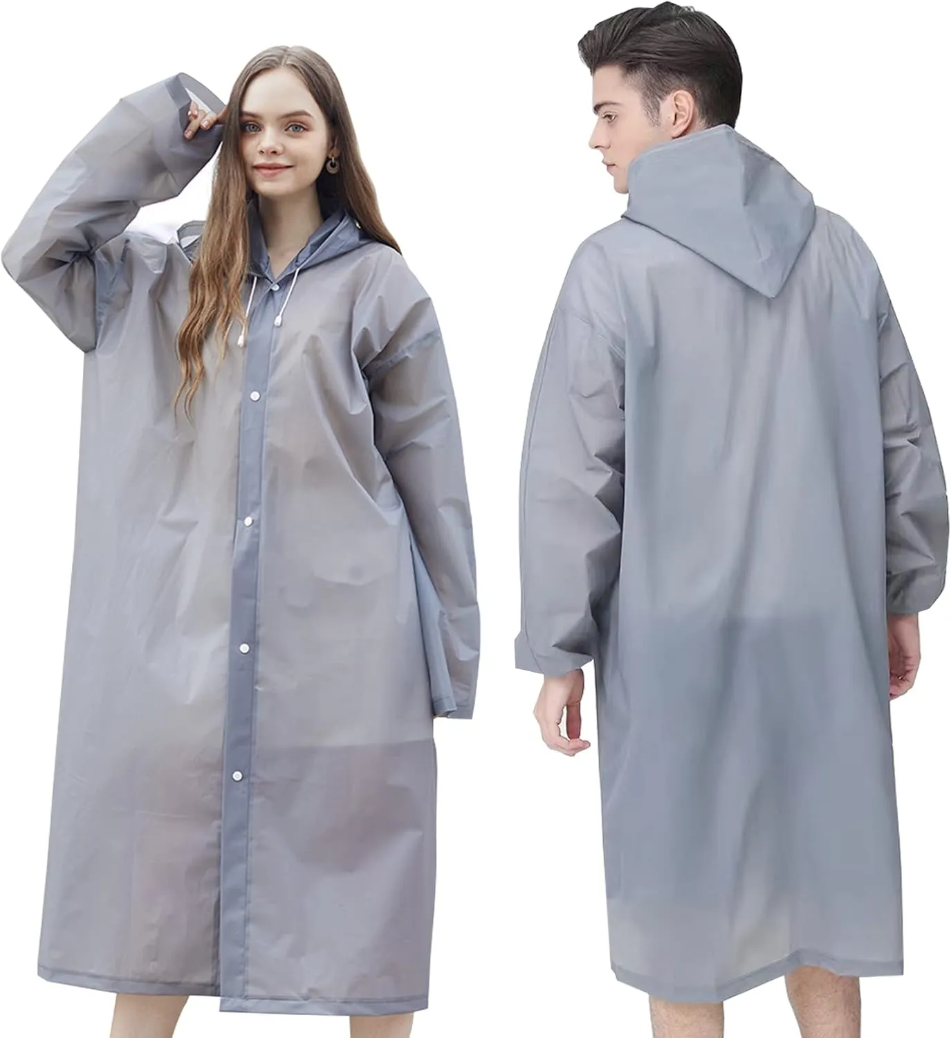 2 Pack Portable Rain Ponchos for Adults Reusable, Roctee Raincoats for Women Men with Hood
