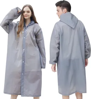 2 Pack Portable Rain Ponchos for Adults Reusable, Roctee Raincoats for Women Men with Hood
