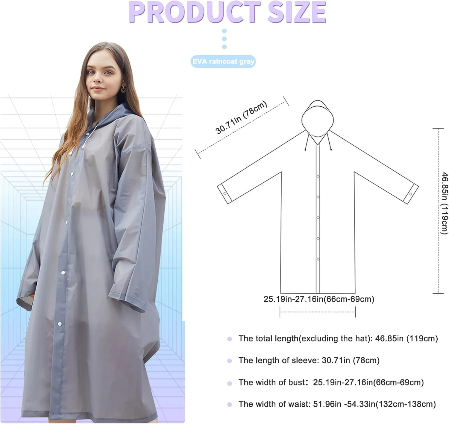 2 Pack Portable Rain Ponchos for Adults Reusable, Roctee Raincoats for Women Men with Hood