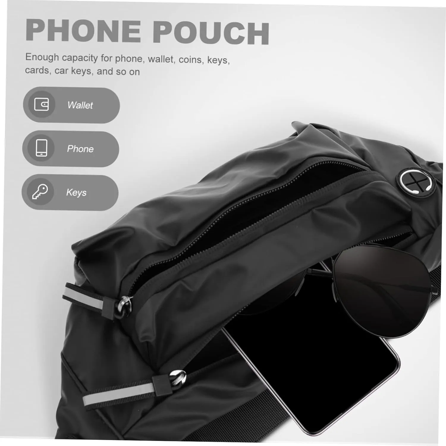 2pcs Cross Body Purses for Men Versatile Sling Bag Zipper for Outdoor Sports Daily Life