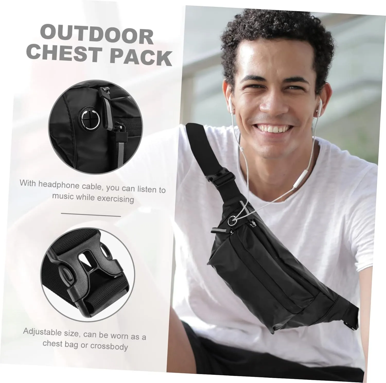 2pcs Cross Body Purses for Men Versatile Sling Bag Zipper for Outdoor Sports Daily Life