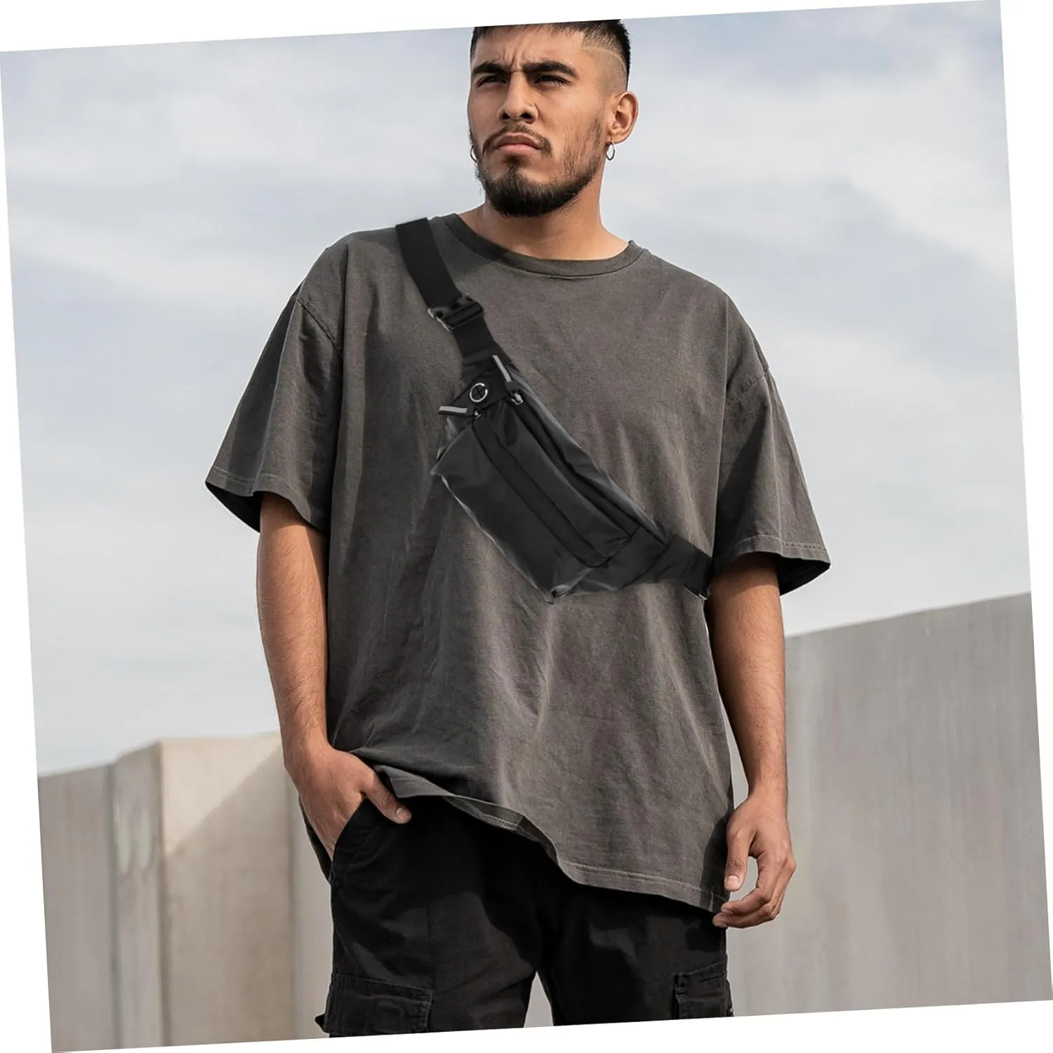 2pcs Cross Body Purses for Men Versatile Sling Bag Zipper for Outdoor Sports Daily Life