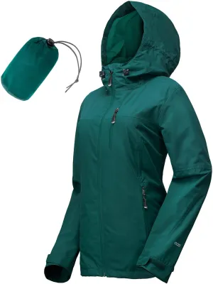 33,000ft Packable Rain Jacket Women Lightweight Waterproof Raincoat with Hood Cycling Bike Jacket Windbreaker