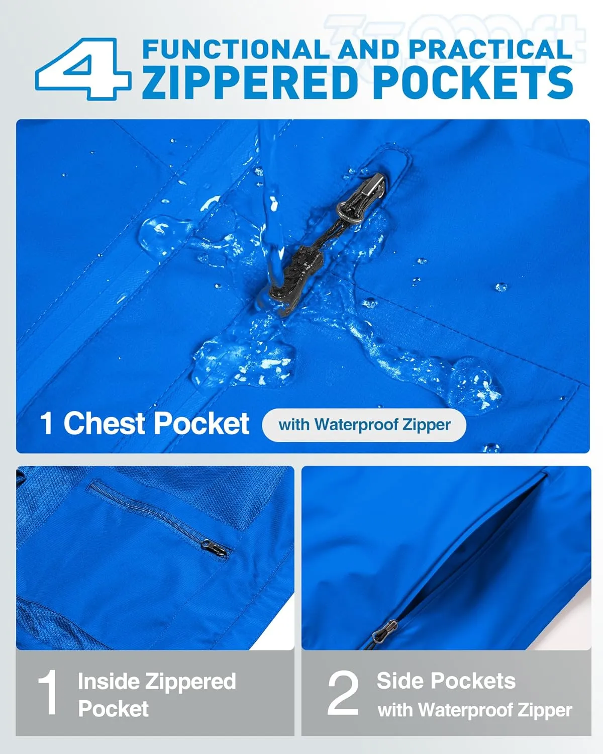 33,000ft Packable Rain Jacket Women Lightweight Waterproof Raincoat with Hood Cycling Bike Jacket Windbreaker