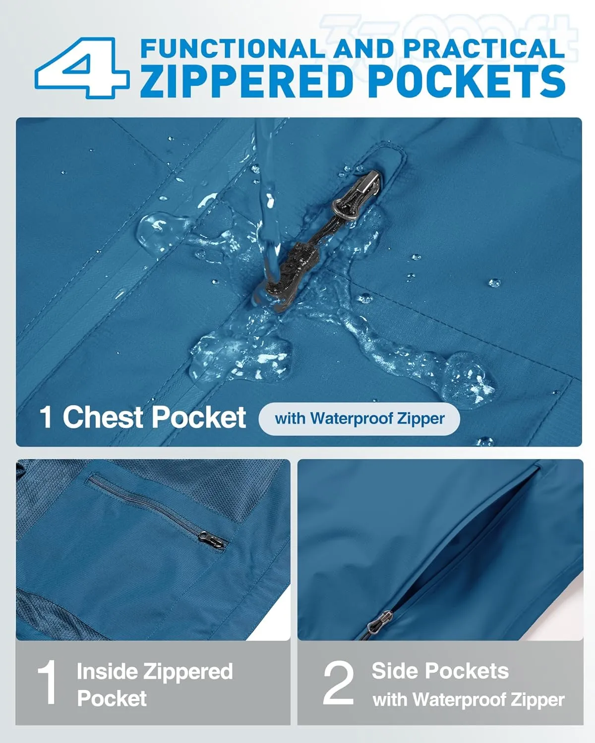 33,000ft Packable Rain Jacket Women Lightweight Waterproof Raincoat with Hood Cycling Bike Jacket Windbreaker