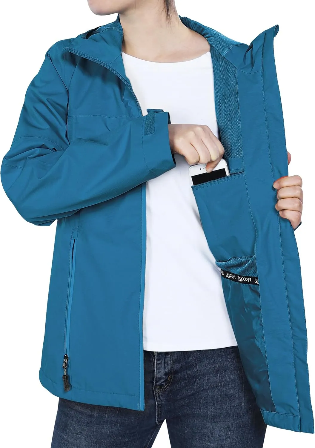 33,000ft Packable Rain Jacket Women Lightweight Waterproof Raincoat with Hood Cycling Bike Jacket Windbreaker