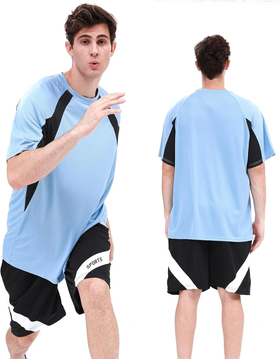 6 Pack:Men's Active Quick Dry Crewneck Color Block T-Shirt [3Short  3Long Sleeve] Running Gym Workout Sun Protection Tops