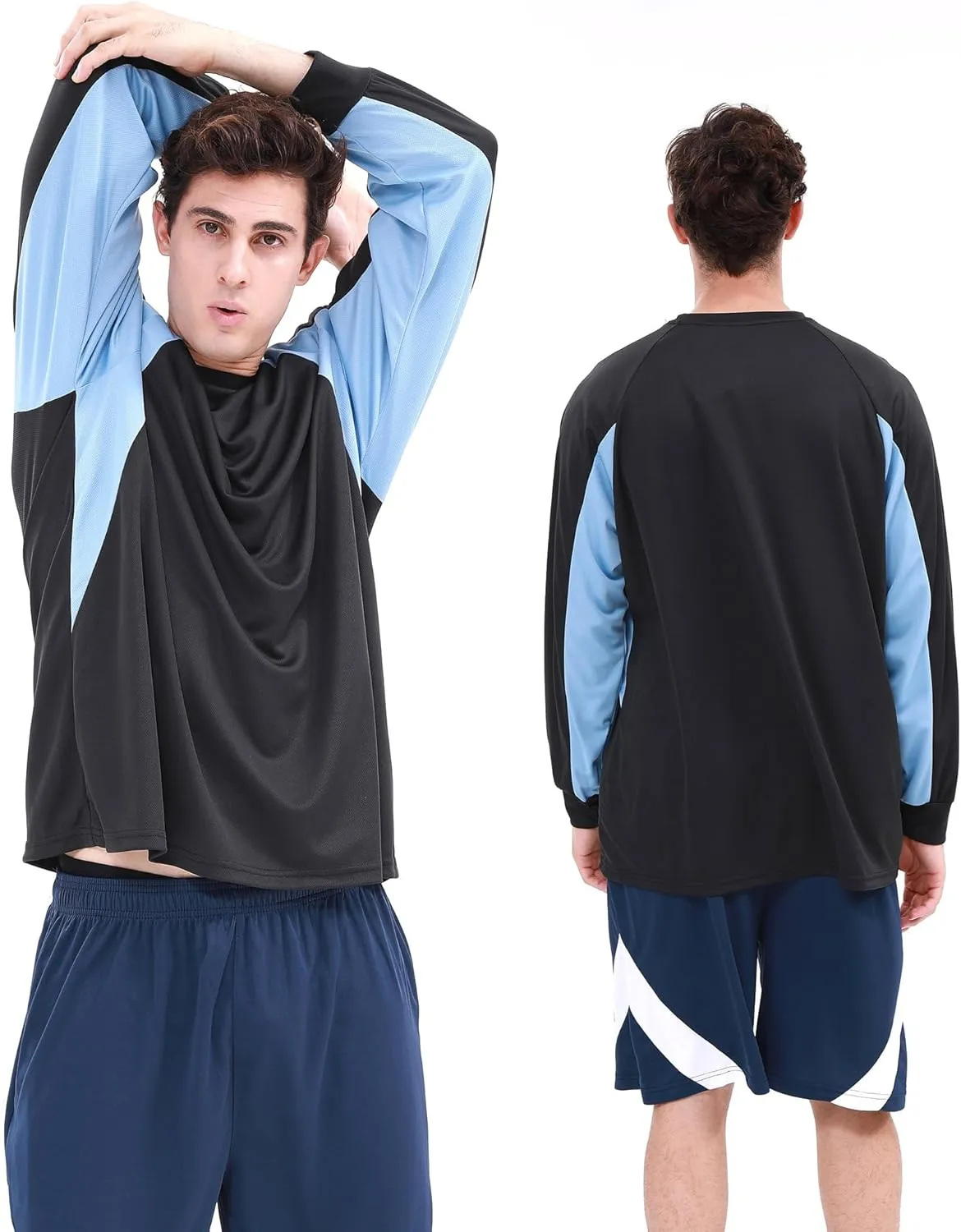 6 Pack:Men's Active Quick Dry Crewneck Color Block T-Shirt [3Short  3Long Sleeve] Running Gym Workout Sun Protection Tops
