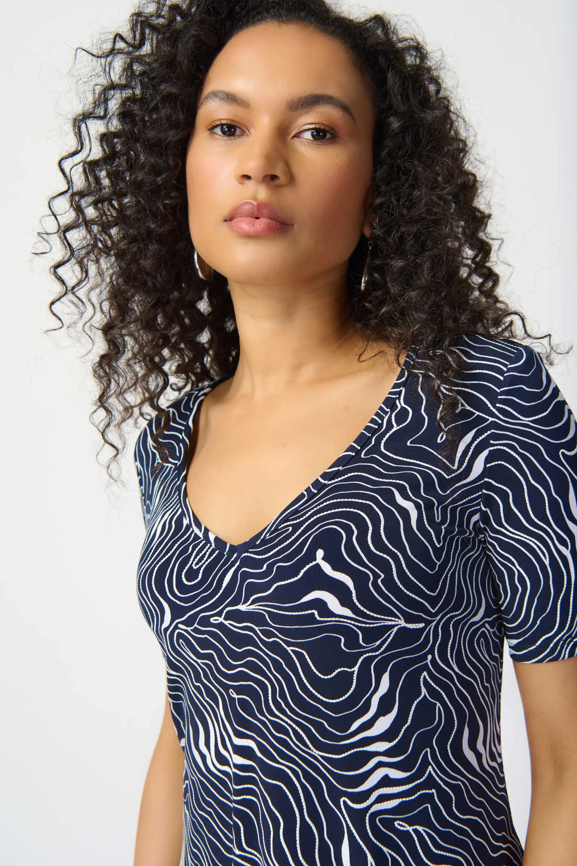 Abstract Print Puff A-Line Dress