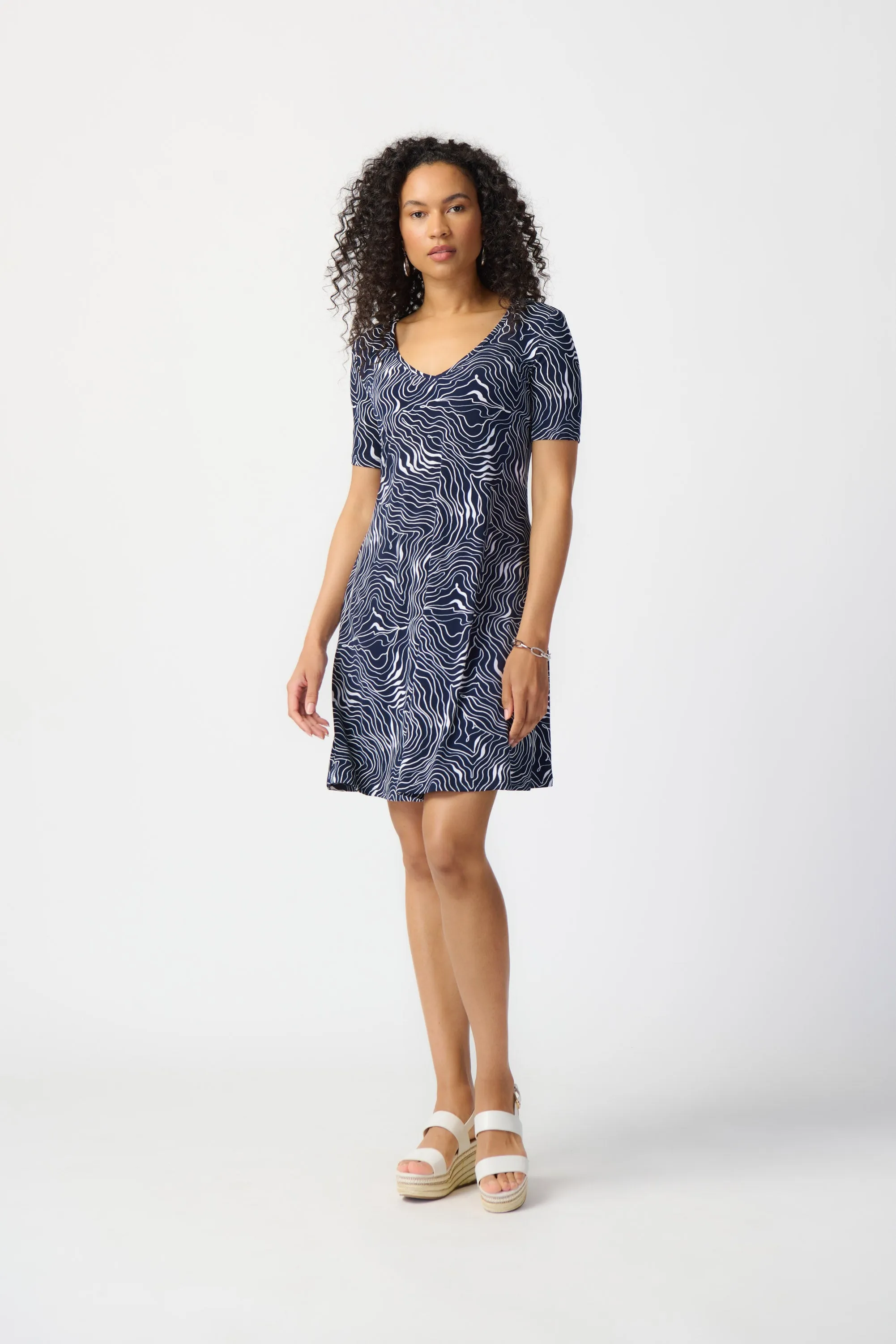 Abstract Print Puff A-Line Dress