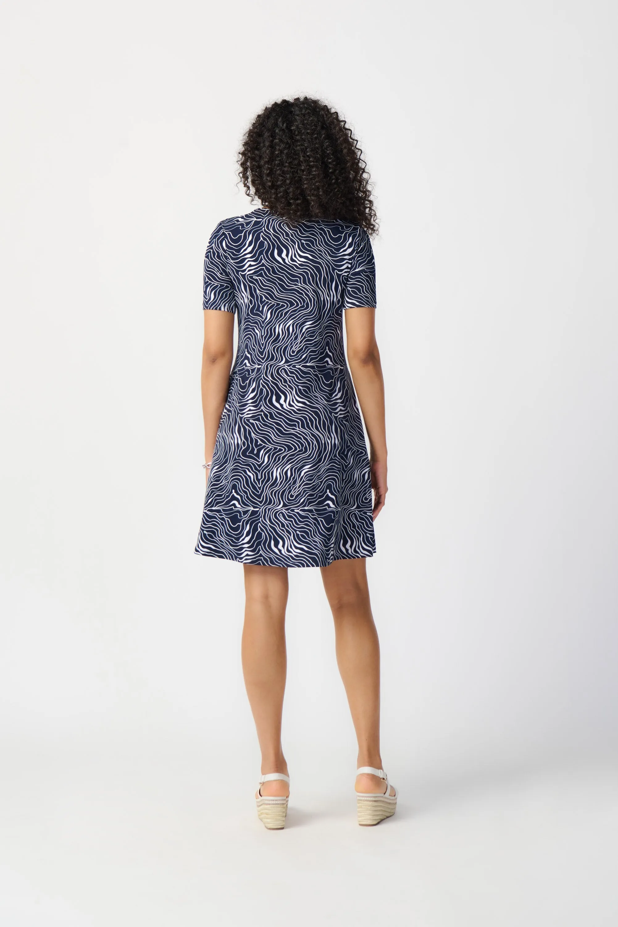 Abstract Print Puff A-Line Dress