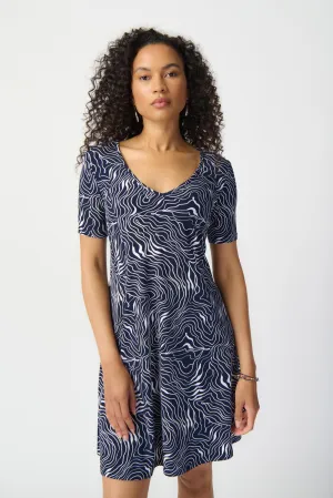 Abstract Print Puff A-Line Dress