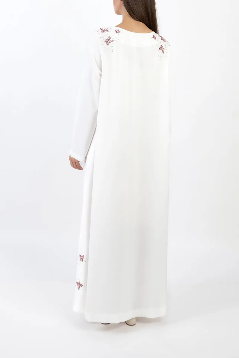 ABSTRACT SEQUINS DRESS IN WHITE
