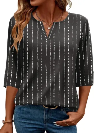 AKEWEI Women's V Neck 3/4 Sleeve T Shirts Summer Top Dressy Casual Basic Tees Shirt Tunic Blouses