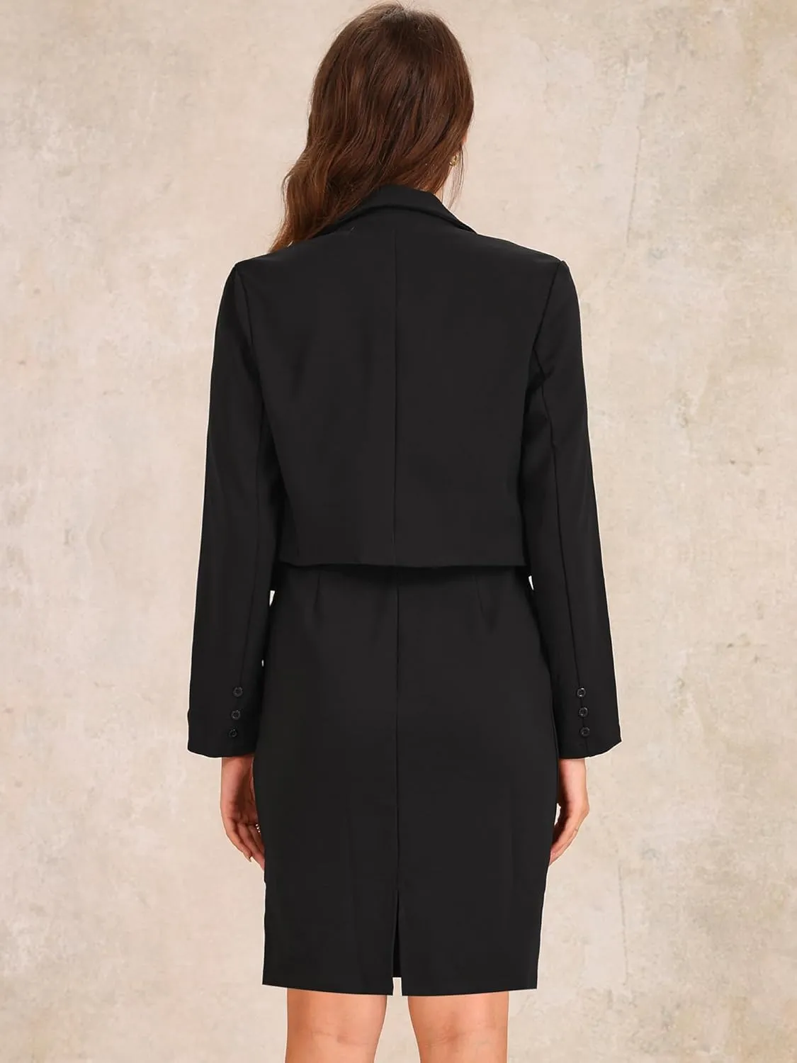 Allegra K Business Blazer Dress Suit Sets for Women Casual Long Sleeve Blazer and Sleeveless Dresses Work Office Outfits