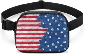 American Flag Fanny Pack for Women Blue Waist Fanny Pack Bag Practical Portable Bum Bag with Smooth Zipper for Women Sports Travel Cycling Hiking Running Personalized Waist Bag