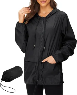 American Trends Women Rain Coats Lightweight Waterproof Outdoor Rain Jacket with Hood Packable Raincoats
