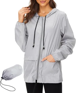 American Trends Women Rain Coats Lightweight Waterproof Outdoor Rain Jacket with Hood Packable Raincoats