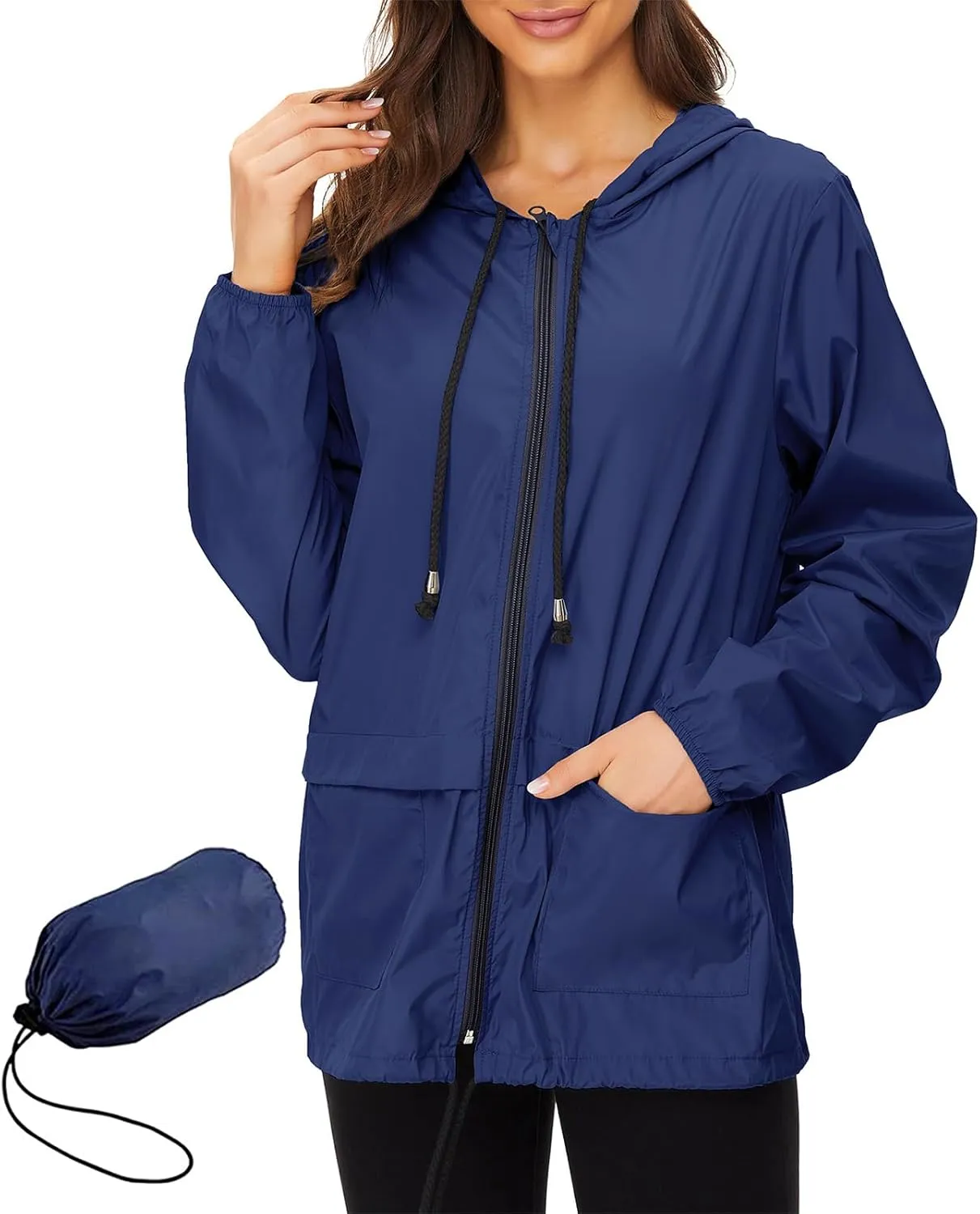 American Trends Women Rain Coats Lightweight Waterproof Outdoor Rain Jacket with Hood Packable Raincoats