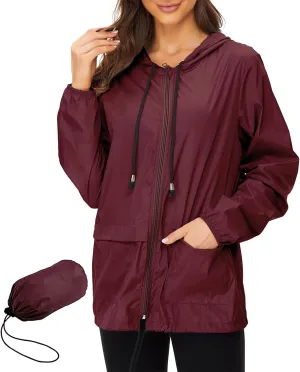 American Trends Women Rain Coats Lightweight Waterproof Outdoor Rain Jacket with Hood Packable Raincoats