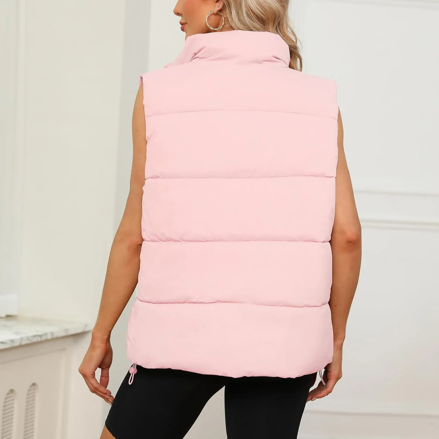American Trends Womens Puffer Vest Sleeveless Puffy Vests for Women Collar Jacket Zipper Coat with Pockets