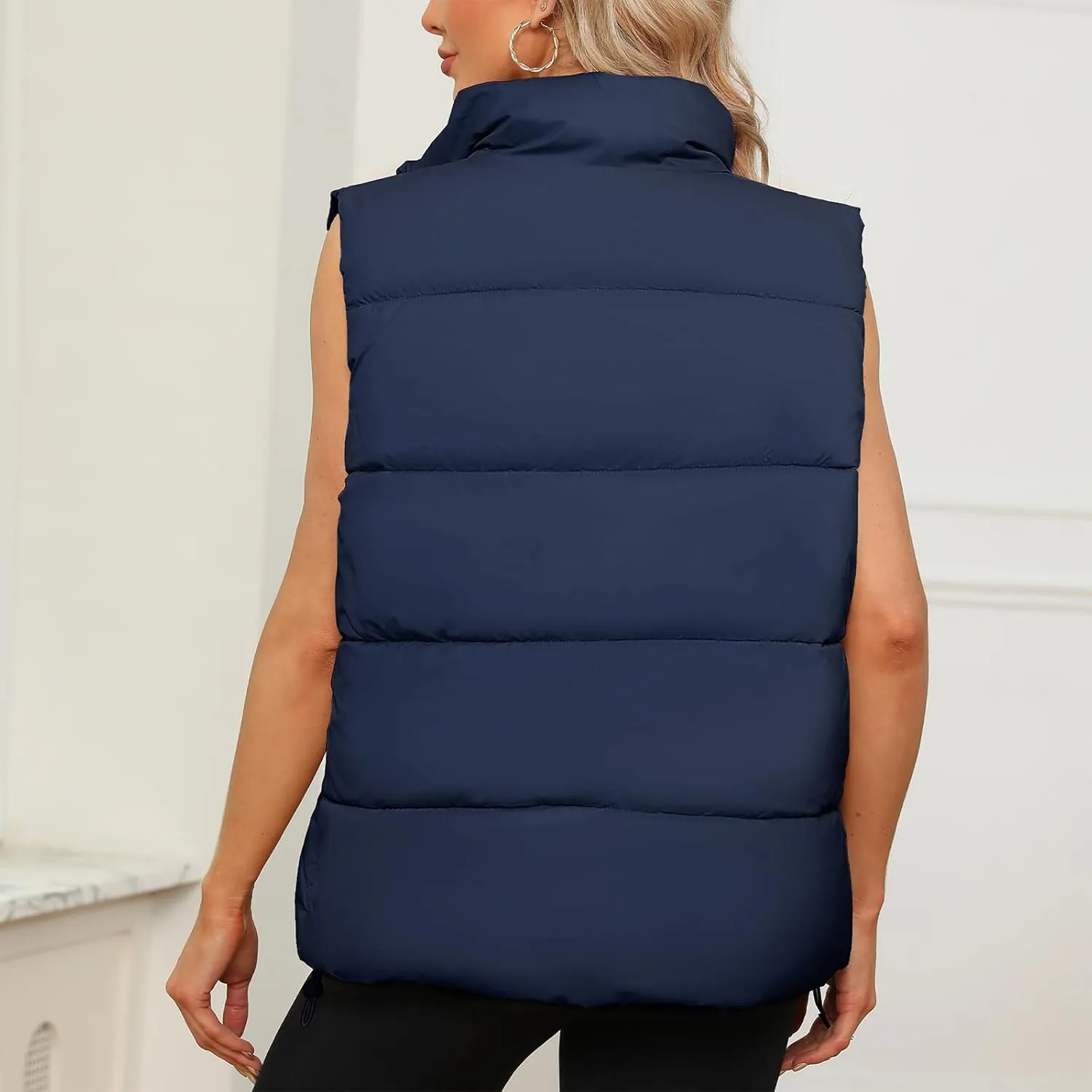 American Trends Womens Puffer Vest Sleeveless Puffy Vests for Women Collar Jacket Zipper Coat with Pockets