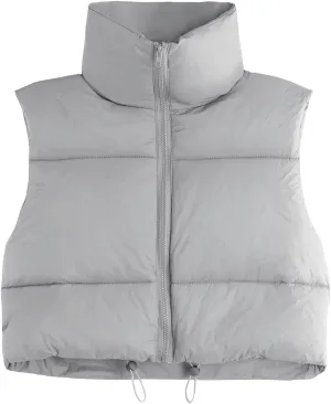 American Trends Women's Winter Crop Vest Sleeveless Puffer Vests for Women Jacket Outwear Coat