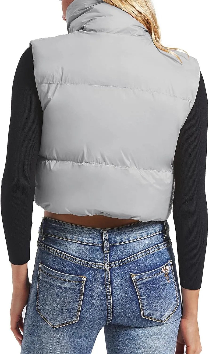 American Trends Women's Winter Crop Vest Sleeveless Puffer Vests for Women Jacket Outwear Coat