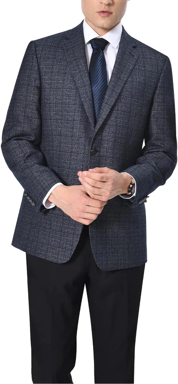 AMY ZHU Men's Sport Coat Classic Fit Stretch Blazer 2 Button Suit Jacket