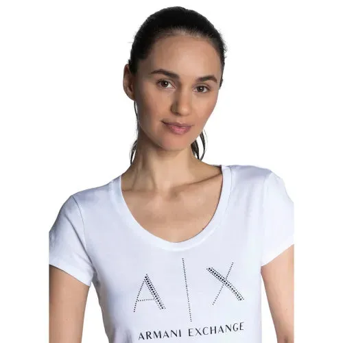 Armani Exchange women stud white T-Shirts