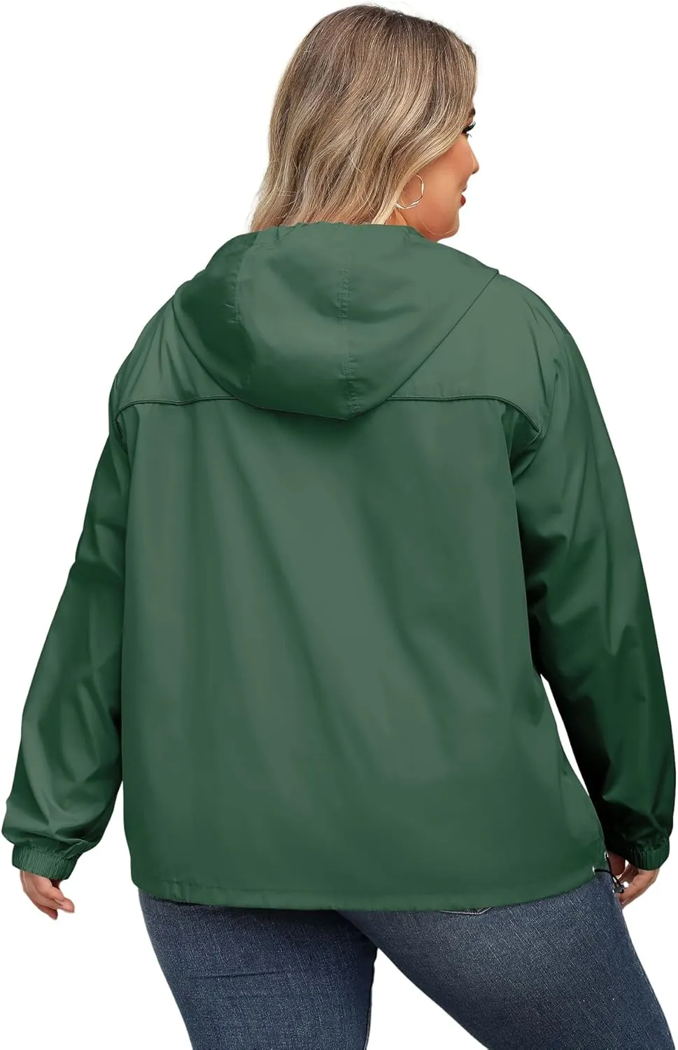 Avoogue Plus Size Womens Rain Jacket with Hood Waterproof Raincoats Lightweight Packable Outdoor Trench Coat XL-5XL