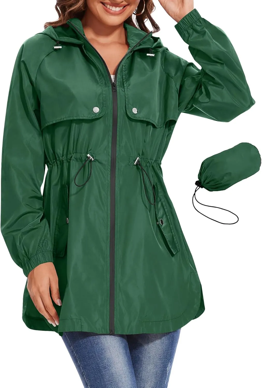 Avoogue Women Waterproof Hiking Raincoat Outdoor Lined Rain Jacket Lightweight Hooded Jackets Trench Coats