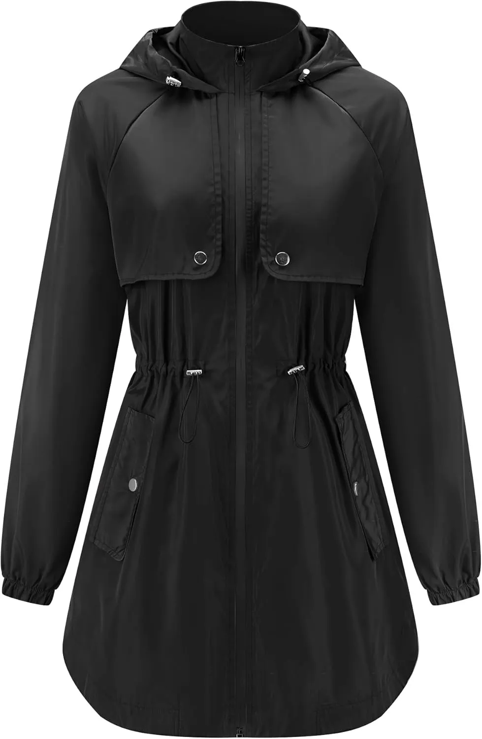 Avoogue Women Waterproof Hiking Raincoat Outdoor Lined Rain Jacket Lightweight Hooded Jackets Trench Coats