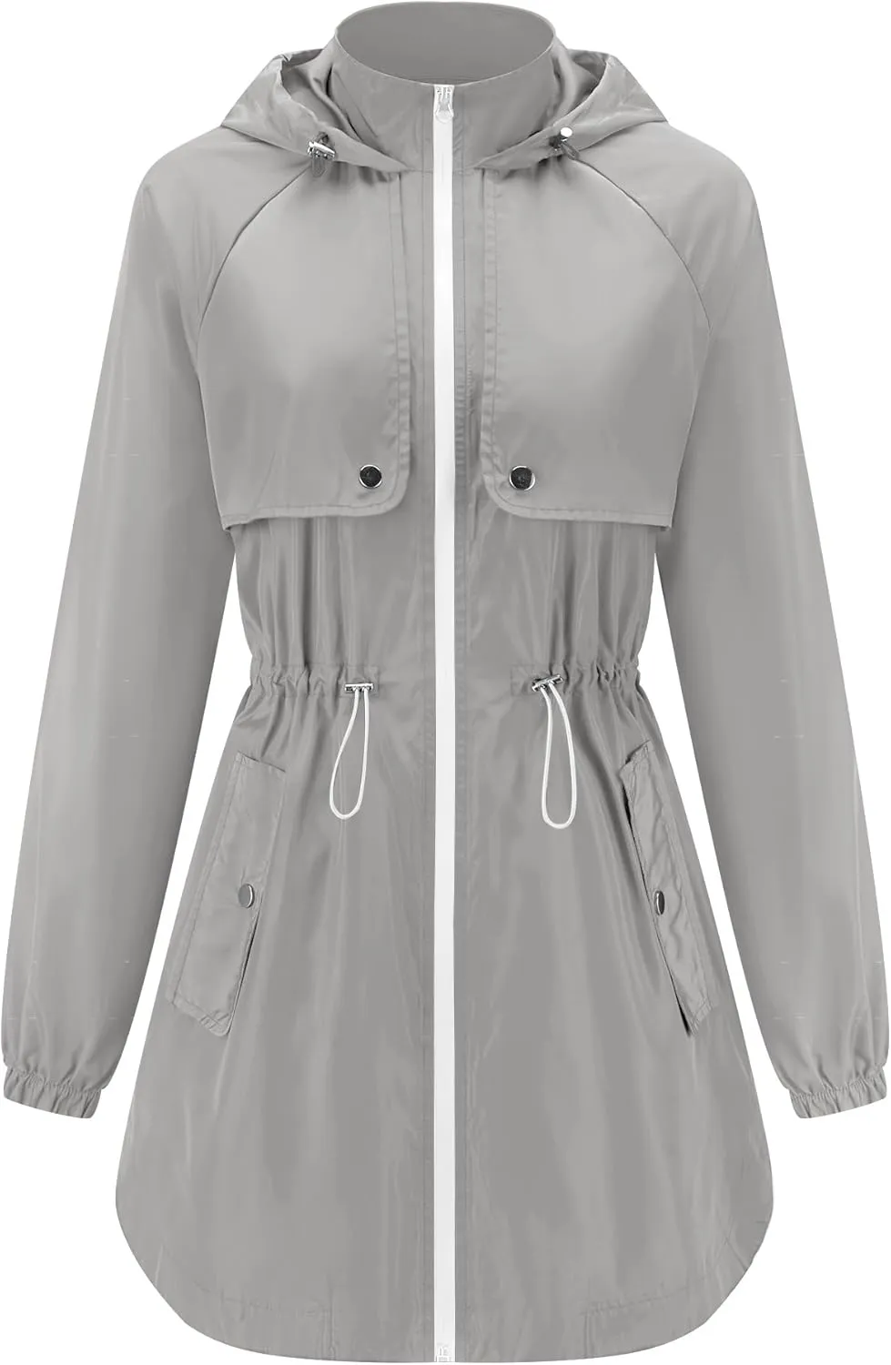 Avoogue Women Waterproof Hiking Raincoat Outdoor Lined Rain Jacket Lightweight Hooded Jackets Trench Coats