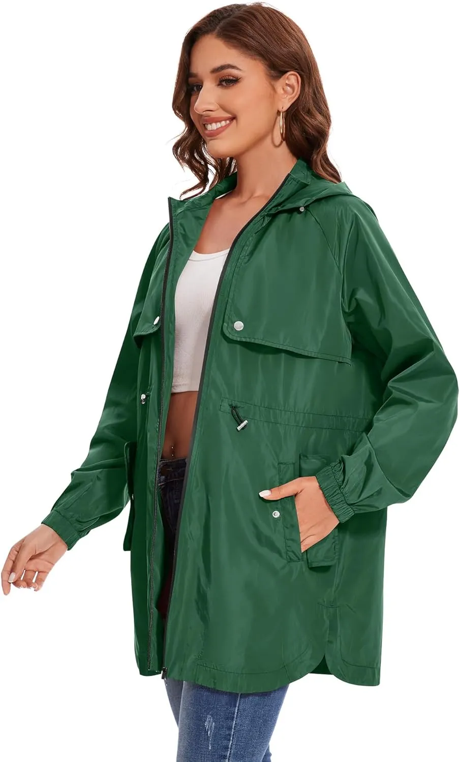 Avoogue Women Waterproof Hiking Raincoat Outdoor Lined Rain Jacket Lightweight Hooded Jackets Trench Coats