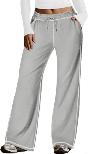Baggy Sweatpants for Women Soft Lightweight Straight Leg Lounge Pants Stitching Wide Leg Sweatpants Women Casual