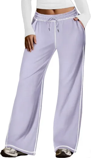 Baggy Sweatpants for Women Soft Lightweight Straight Leg Lounge Pants Stitching Wide Leg Sweatpants Women Casual