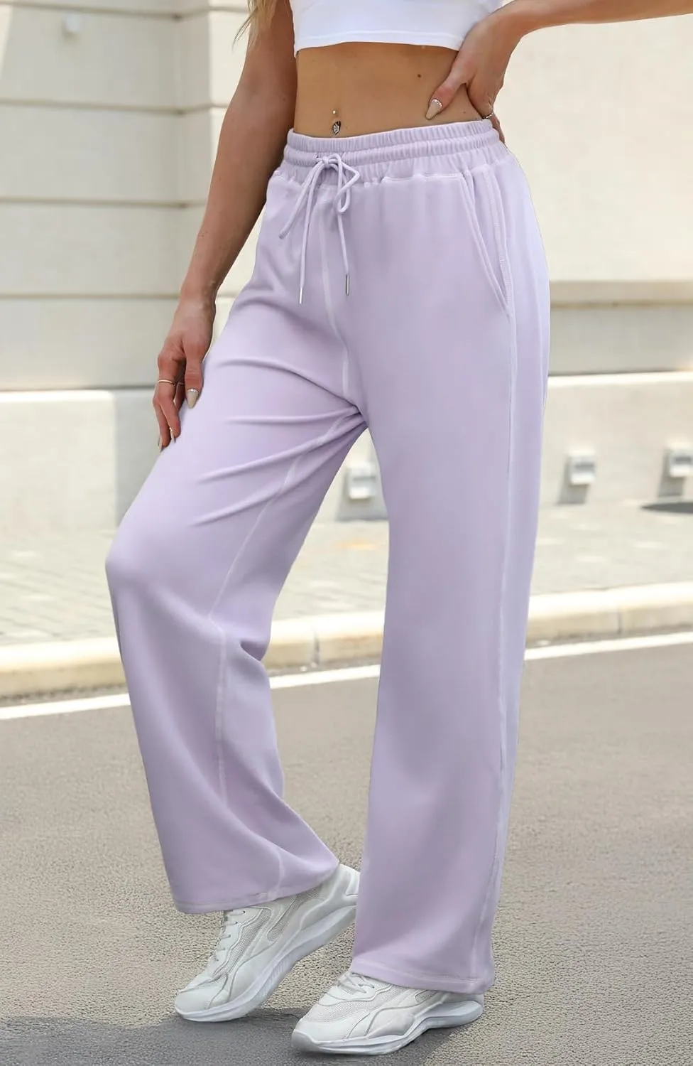 Baggy Sweatpants for Women Soft Lightweight Straight Leg Lounge Pants Stitching Wide Leg Sweatpants Women Casual