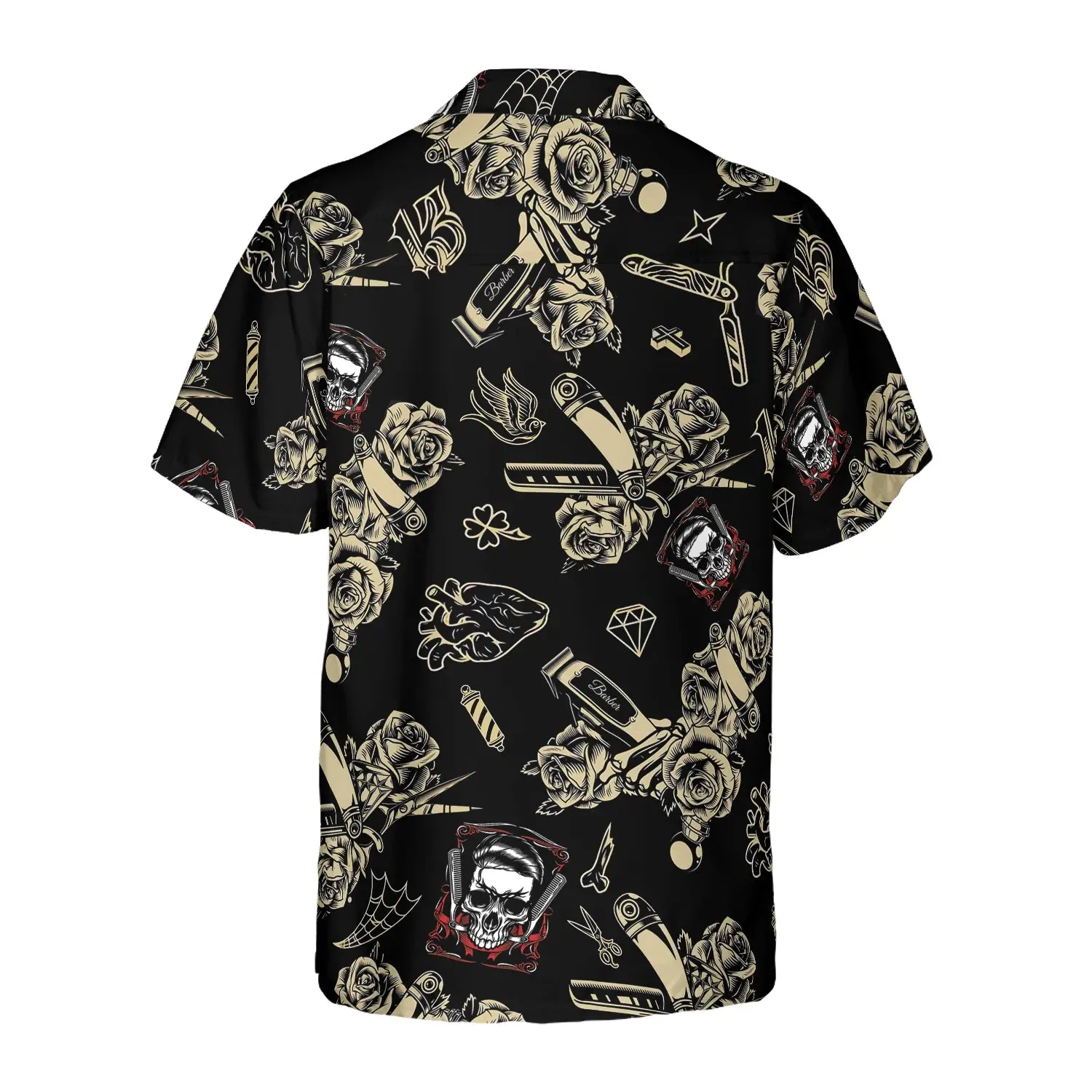 Barber Shop Skull Hawaiian Shirt, Rose Aloha Shirt Summer For Men, Best Gift For Barber, Summer, Husband, Boyfriend
