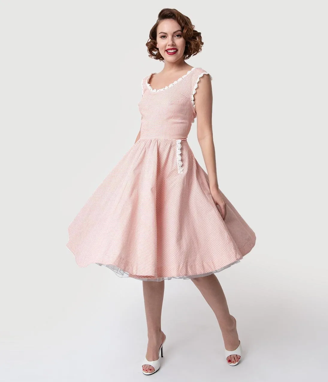 Barbie x Unique Vintage Rose & White Gingham Barbie-Q Swing Dress