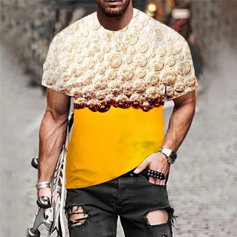 Beer T-shirt Men Novel Tshirts Casual Harajuku Funny T shirts Hip Hop T-shirts 3d