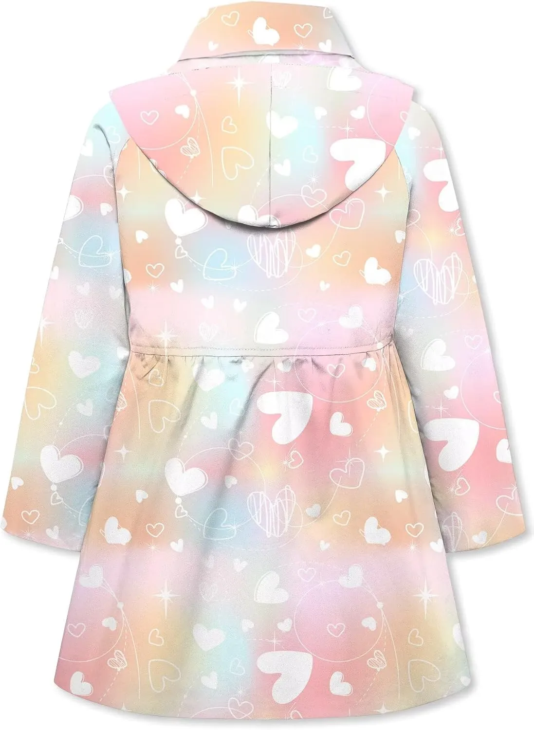 Betusline Girl's Hooded Rain Jackets Lightweight Print Waterproof Trench Coat Windbreaker Raincoats for Girls,2-14 Years