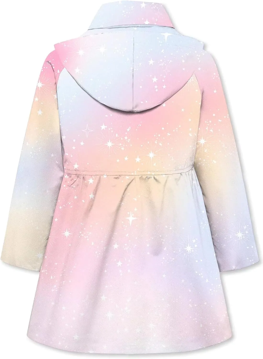Betusline Girl's Hooded Rain Jackets Lightweight Print Waterproof Trench Coat Windbreaker Raincoats for Girls,2-14 Years