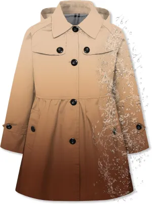 Betusline Girl's Rain Jackets Lightweight Waterproof Hooded Trench Coat Raincoats for Kids,2-14 Years