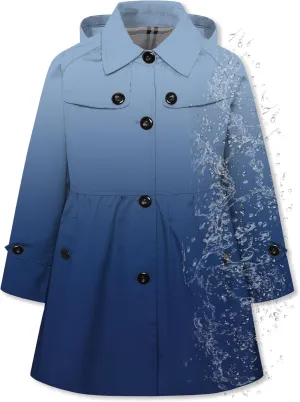 Betusline Girl's Rain Jackets Lightweight Waterproof Hooded Trench Coat Raincoats for Kids,2-14 Years
