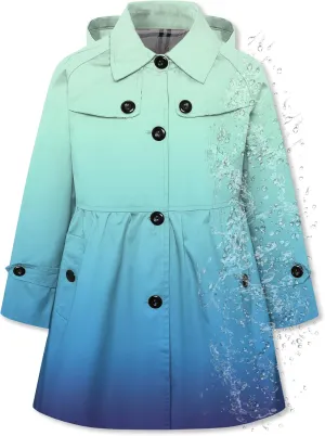 Betusline Girl's Rain Jackets Lightweight Waterproof Hooded Trench Coat Raincoats for Kids,2-14 Years