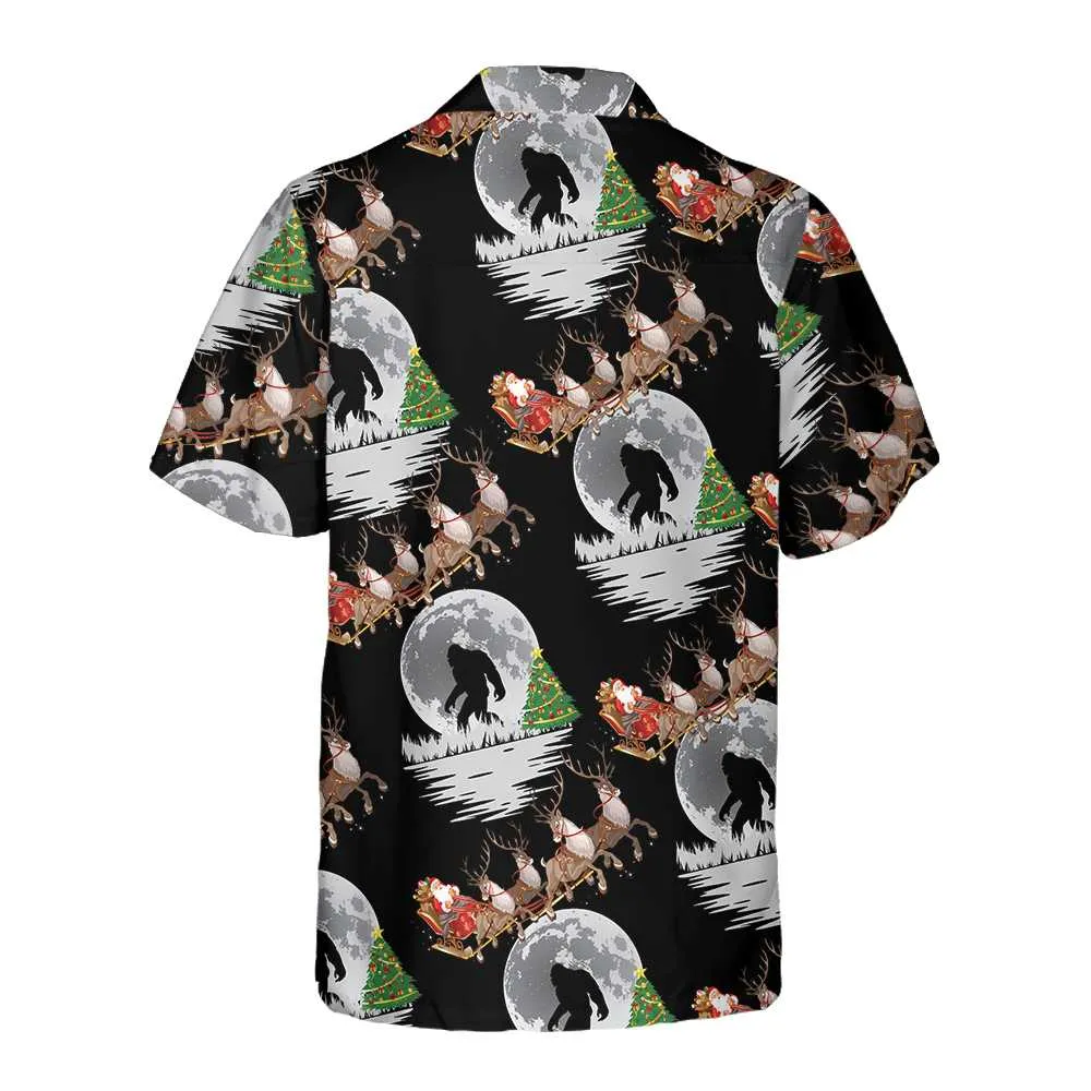 Bigfoot Santa Claus On Christmas Day Hawaiian Shirt, Funny Christmas Shirt For Men, Bigfoot Christmas Hawaiian Shirt For Men, Perfect Gift For Christmas Lovers, Friends, Husband, Boyfriend, Family