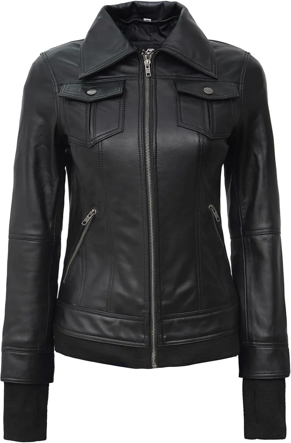 Blingsoul Leather Bomber Jacket Women - Real Lambskin Womens Leather Jackets with Removable Hood