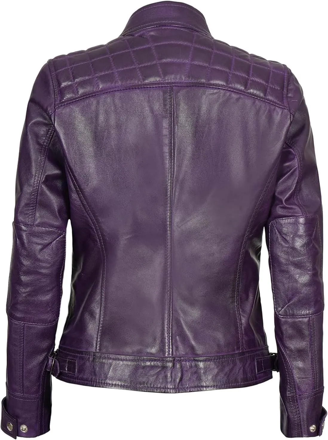 Blingsoul Leather Jacket Women - Quilted Cafe Racer Style Womens Leather Jackets